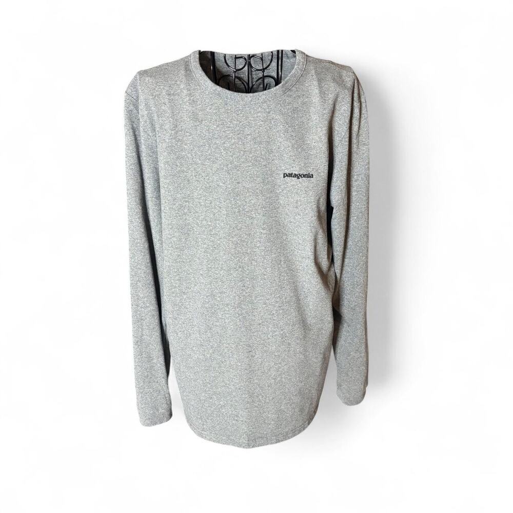 Patagonia Mens Long Sleeve P-6 Logo Responsibili-Tee Shirt Heather Grey Size M